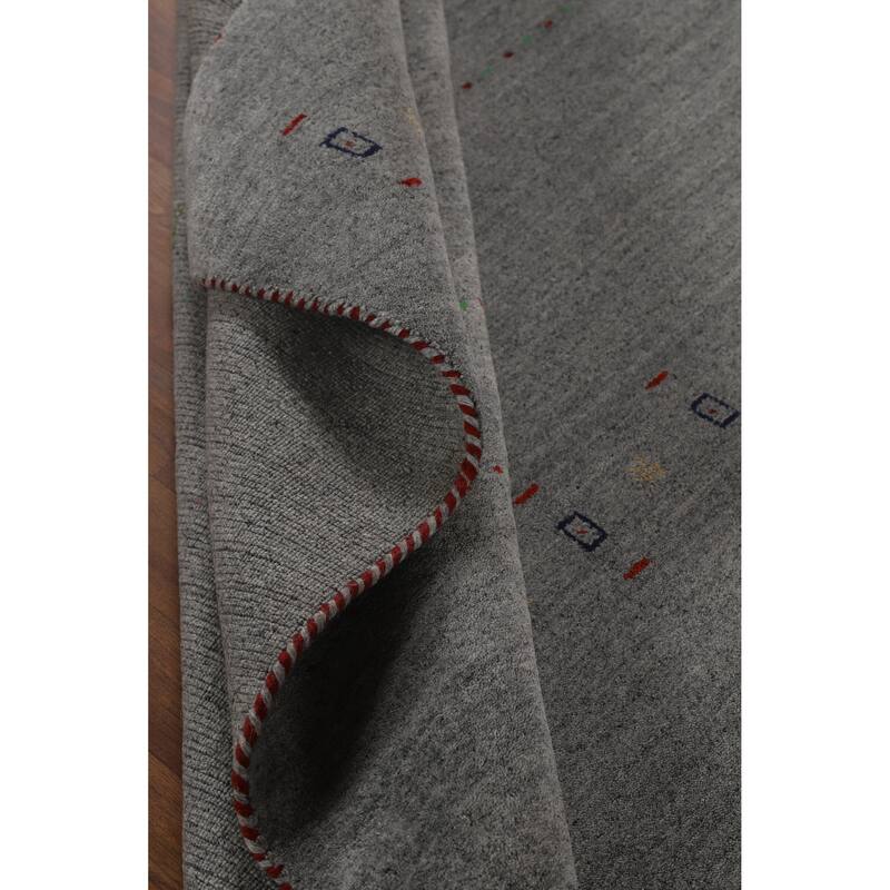 Hand Knotted Oriental 100% Wool Carpet Tribal Animal Pictorial Greys & Charcoal Gabbeh Area Rug - 7' 9'' X 5' 1''