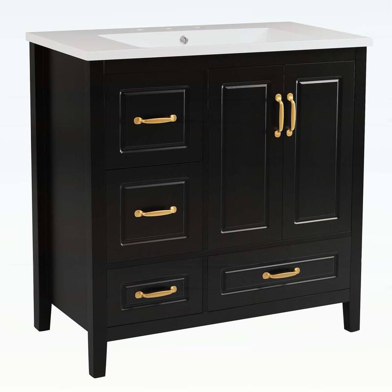 36 Inch Bathroom Vanity with Sink,Soft-Closing Doors and Drawers,Metal Handles