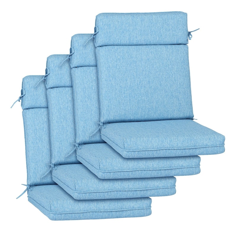 Aoodor Outdoor High Back Dining Chair Cushion Set, 44"x21"x3.2", Set of 4 - 44"x21"x3.2" - Lake Blue