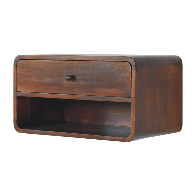 Artisan Furniture Solid Wood Large Chestnut Curve Floating Bedside