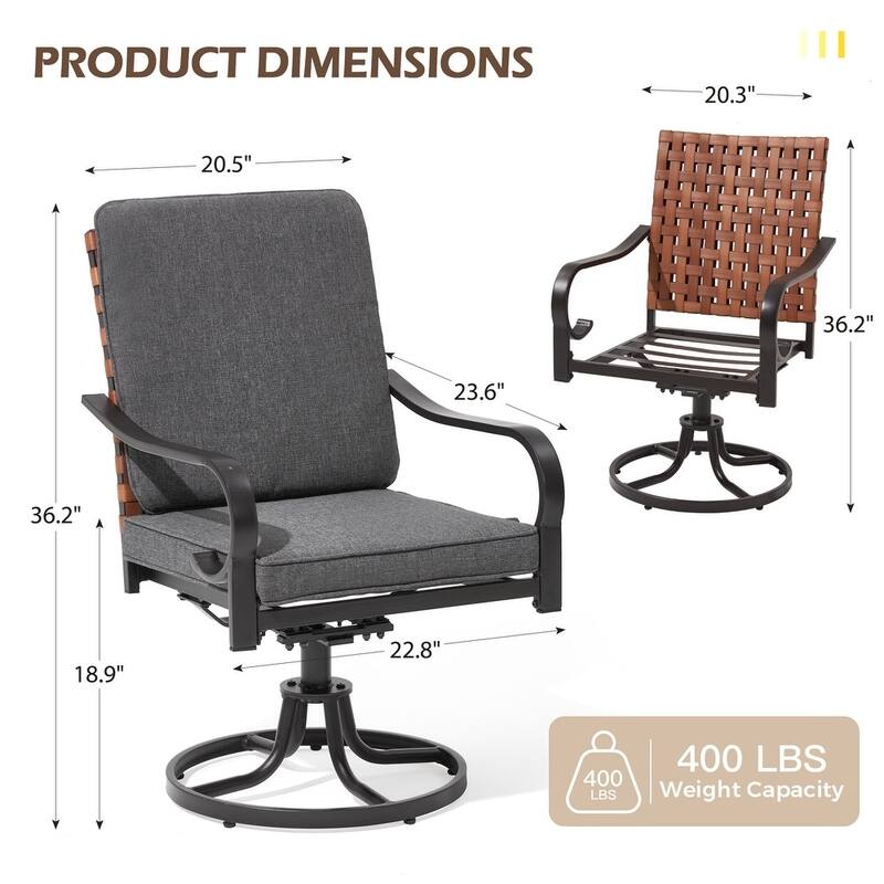 Outdoor Swivel Rocker Chairs Set of 2, Heavy-Duty 360° Swivel Patio Chairs with Cushions, All-Weather Steel Frame for Garden