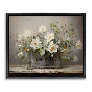 Stupell Country Farm Florals Framed Floater Canvas Wall Art Design By ...
