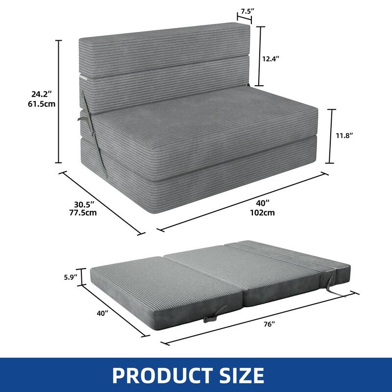 Moasis Convertible Folding Sofa Bed, Corduroy Fabric Fold Out Sleeper Chair