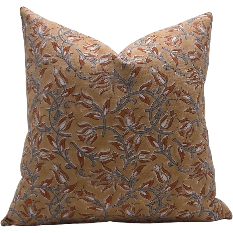 Fabdivine Cotton White Farmhouse Block print pillow Cover - Pillow Covers - 16" x 16"