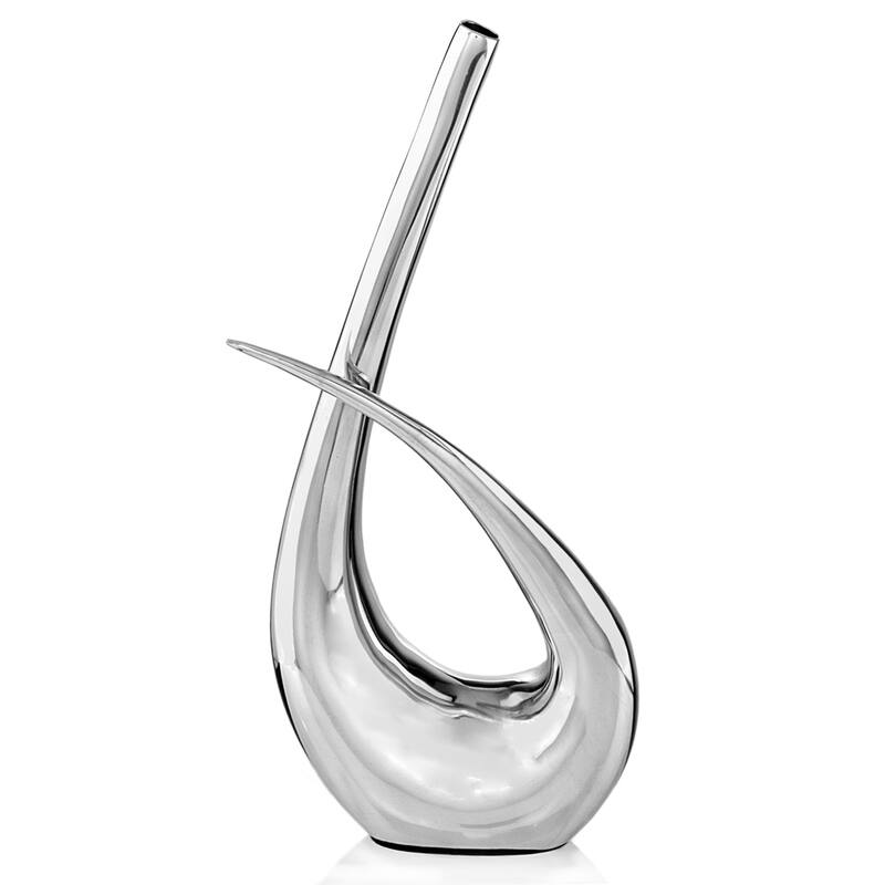 HomeRoots 20" Aluminum Silver Modern Abstract Table Vase - 4