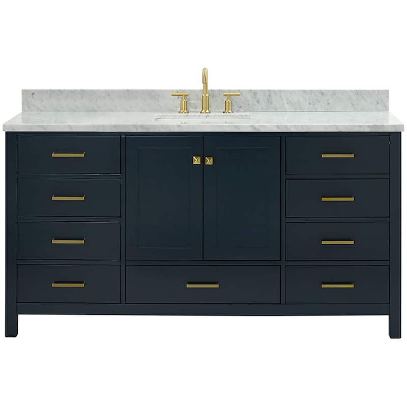 Ariel A067SCW2RVO Cambridge 67" Free Standing Single Rectangular Basin - Midnight Blue - Painted