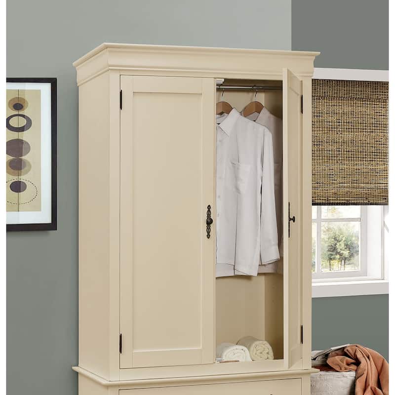 Wooden Armoire with 2 Drawers - 78" - Beige