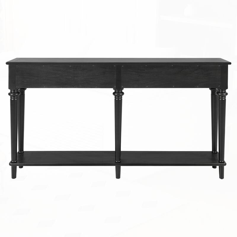 Retro Console Table with Open Shelf and 4 Drawers for Entryways