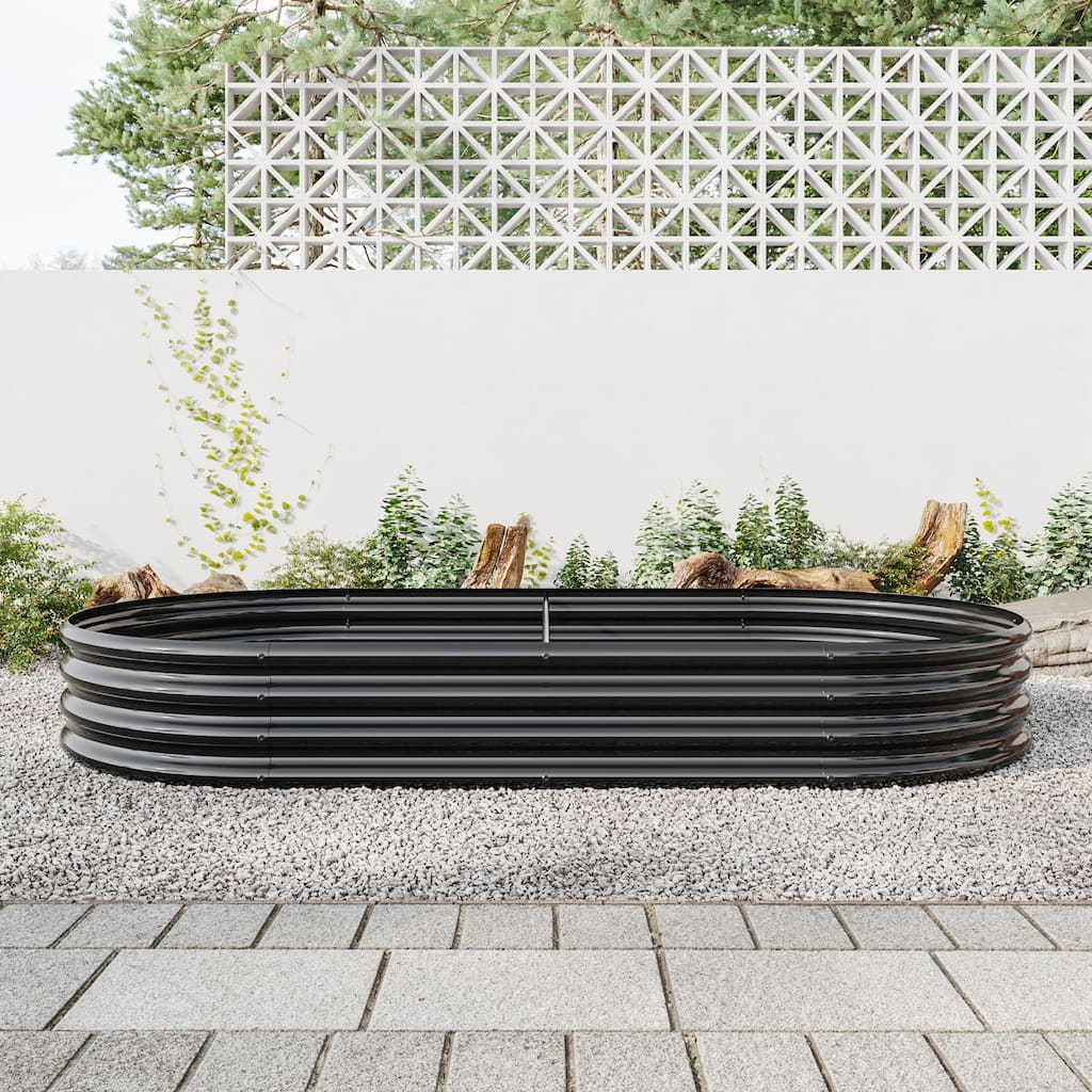 Modern Minimalist Garden Bed with Open Base Design Anti Rust Coating, for Flower Planters Vegetables Outdoor Gardening