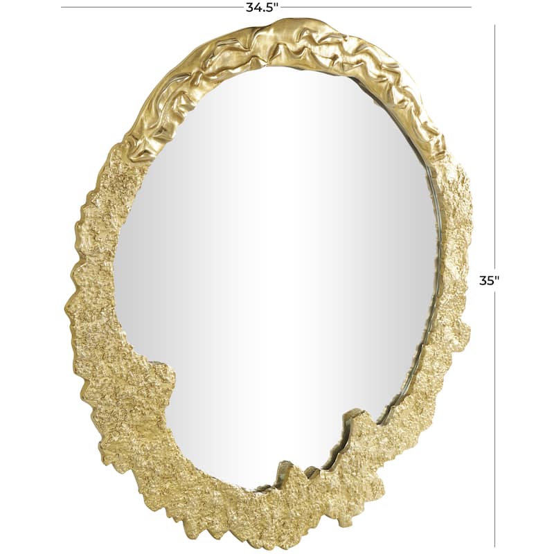 Aluminum Metal Abstract Wall Mirror with Unfinished Texture - Gold or Silver - Roche River Decor