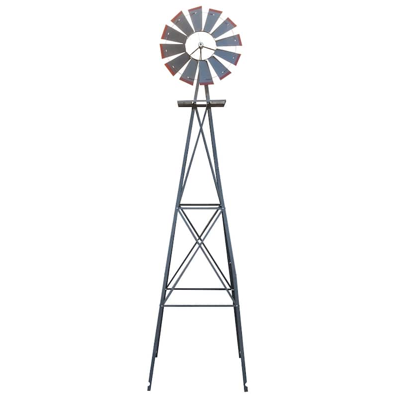 Outdoor Weather Resistant Yard Garden Windmill 8FT