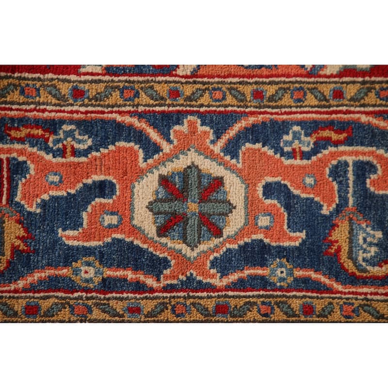 Kazak Living Room Area Rug Handmade Wool Carpet - 6'4" x 9'10"