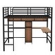 preview thumbnail 9 of 13, Artsy Full Size Metal & Wood Loft Bed with L -shaped desk and shelves, Sturdy Construction & Safety Guaranteed, Black and Brown