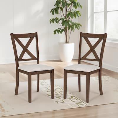 Warren X-Back Wooden and Upholstered Dining Chair (Set of 2)