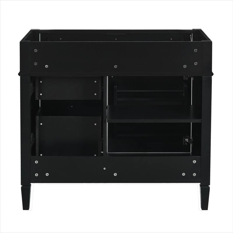 36'' Bathroom Vanity without Top Sink, Modern Bathroom Storage Cabinet with 2 Drawers and a Tip-out Drawer, Solid Wood Frame