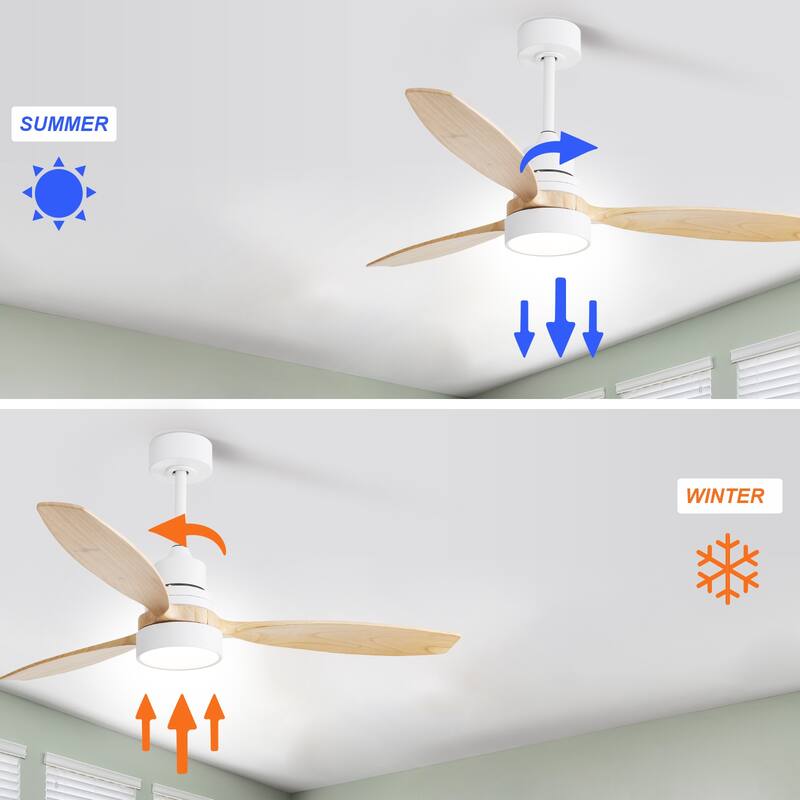 48" and 52" Integrated LED Ceiling Fan with Light and Remote, Reversible DC Motor