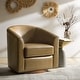 preview thumbnail 46 of 49, HULALA HOME Althea Modern Genuine Leather Swivel Barrel Chair with Solid Wood Base