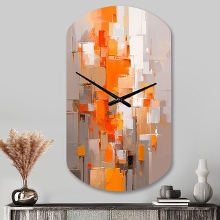 Designart - Orange Brown Shattered Realities - Cubism Wall Clock in ...