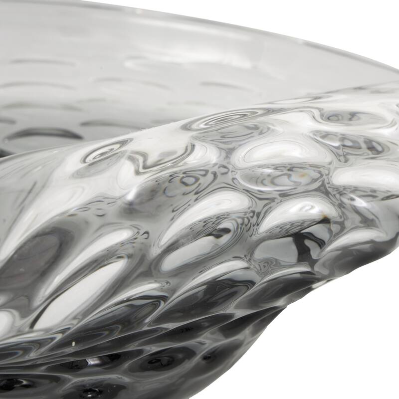 Black or Green Glass Handmade Abstract Wavy Ombre Decorative Bowl with Bubble Texturing
