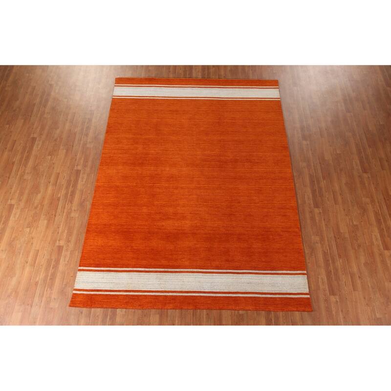 Striped Gabbeh Indian Area Rug Handmade Bedroom Wool Carpet - 7'10"x 10'10"