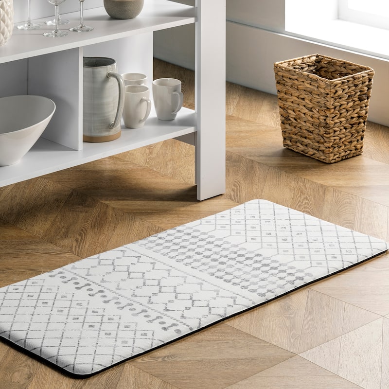 Nuloom Moroccan Anti Fatigue Kitchen or Laundry Room Comfort Mat - 18" x 30" - Light Grey