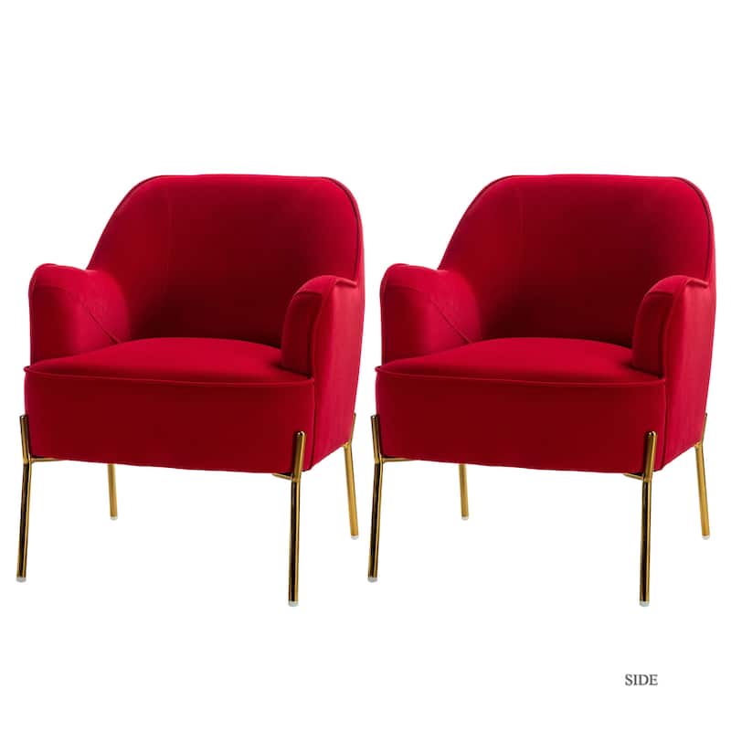 Marina Modern Velvet Accent Chair with Golden Legs Set of 2 by HULALA HOME