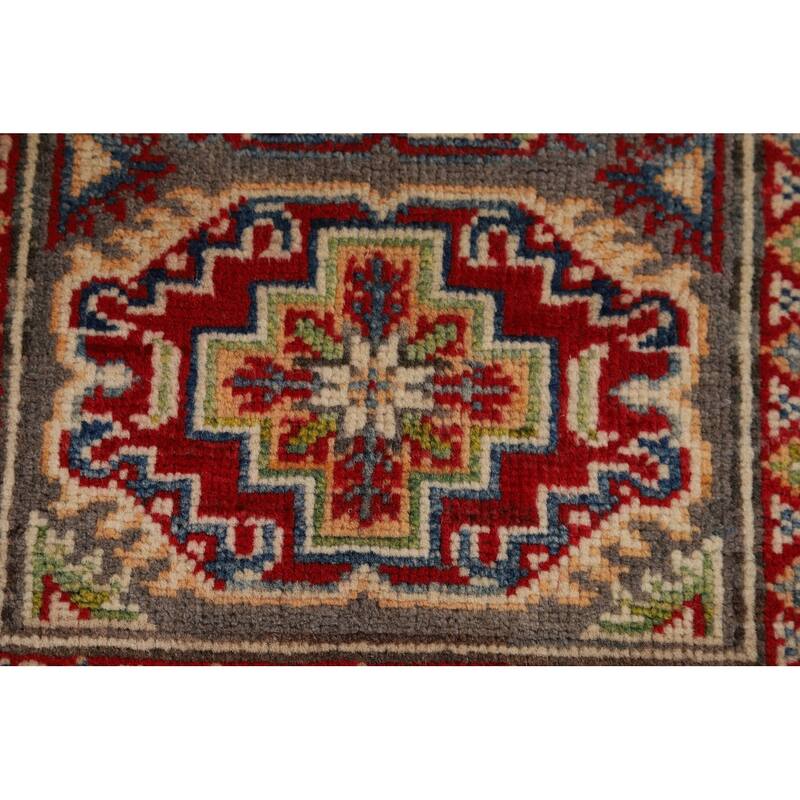 Hand Knotted Oriental 100% Wool Carpet Traditional Geometric Beige & Ivories Kazak Area Rug - 3' 0'' X 2' 0''