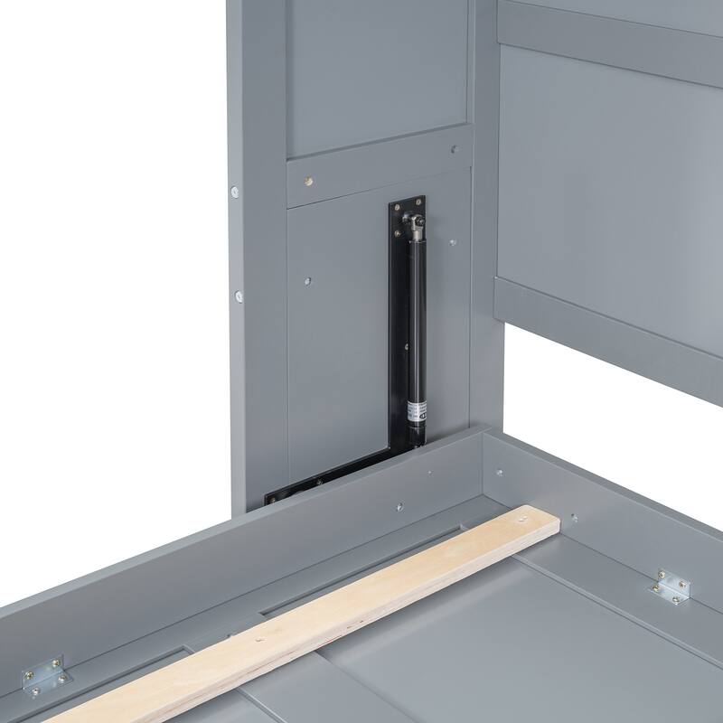 Space-Saving Murphy Bed with Top Cabinets Full Size, Grey