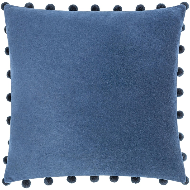 Sophus Velvet Camel Feather Down or Poly Filled Throw Pillow 20-inch - 18"L x 18"W - Cover Only - Blue
