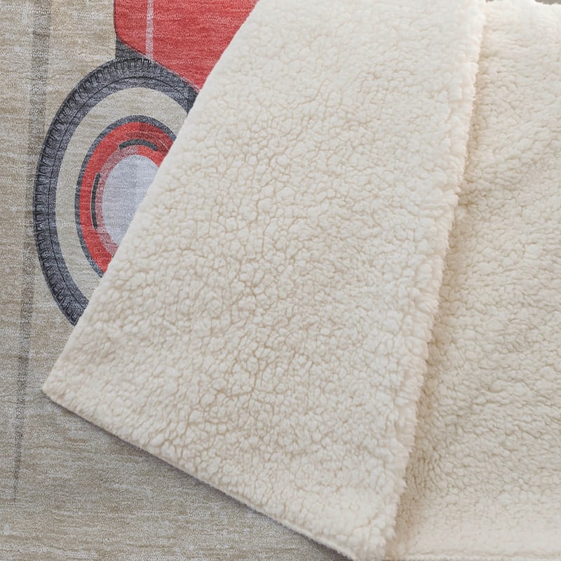 Premium Machine Washable ASB215 Merry Christmas Truck Sherpa Throw Blanket