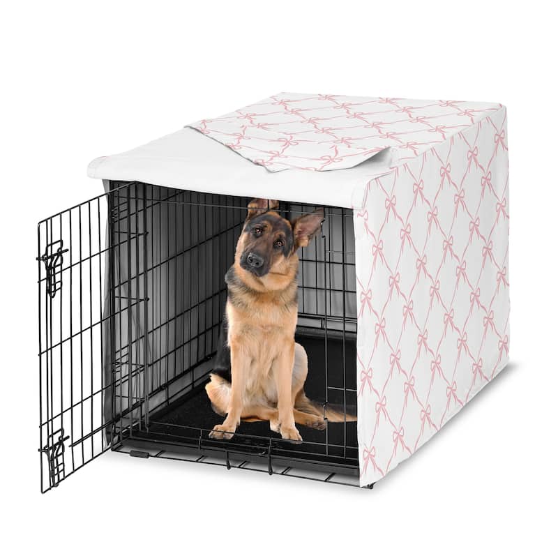 Sweet Jojo Designs Pink Bows Dog Crate Kennel Cover 48in. -Blush Elegant Bow for the Ballerina Ballet Dancer Princess Collection