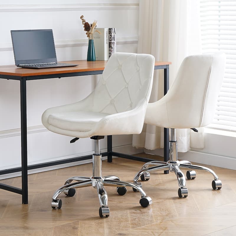 Modern Adjustable Height Velvet Dining Chair with Wheels Set of 1.