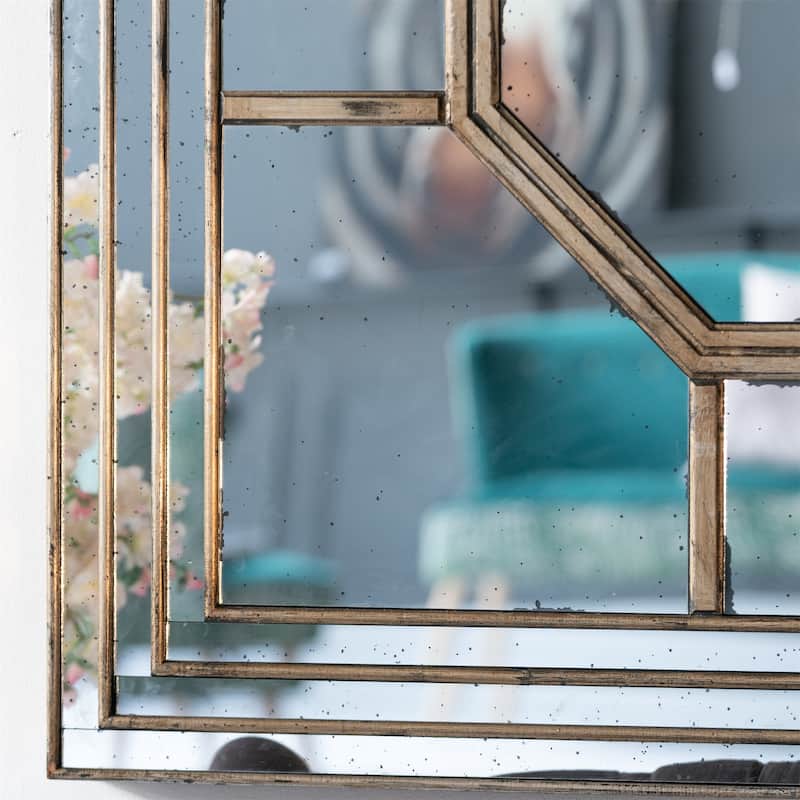 48"x48" Antique Style Square Wall Mirror with Mirrored Frame