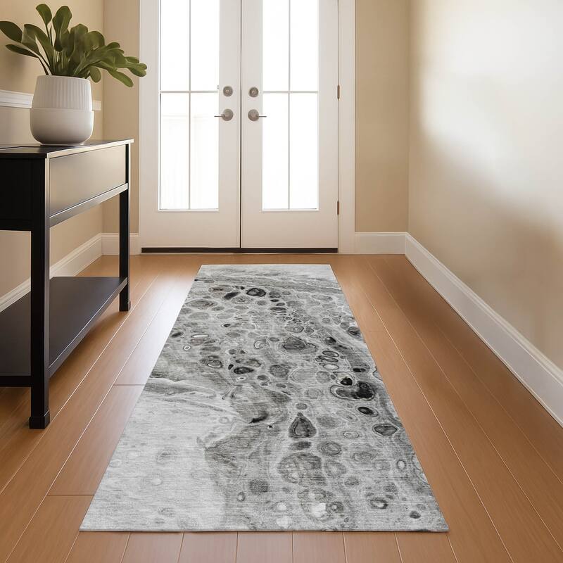 Premium Washable Super Soft Abstract Chic Mayfield Rug - Pewter - 2'3" x 7'6"