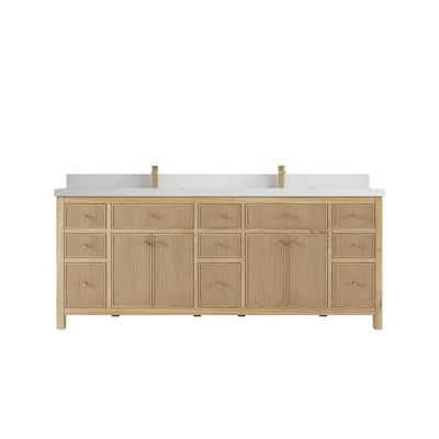 Willow Collections 84 in. W x 22 in. D Sonoma Teak Double Sink Bathroom Vanity with Countertop