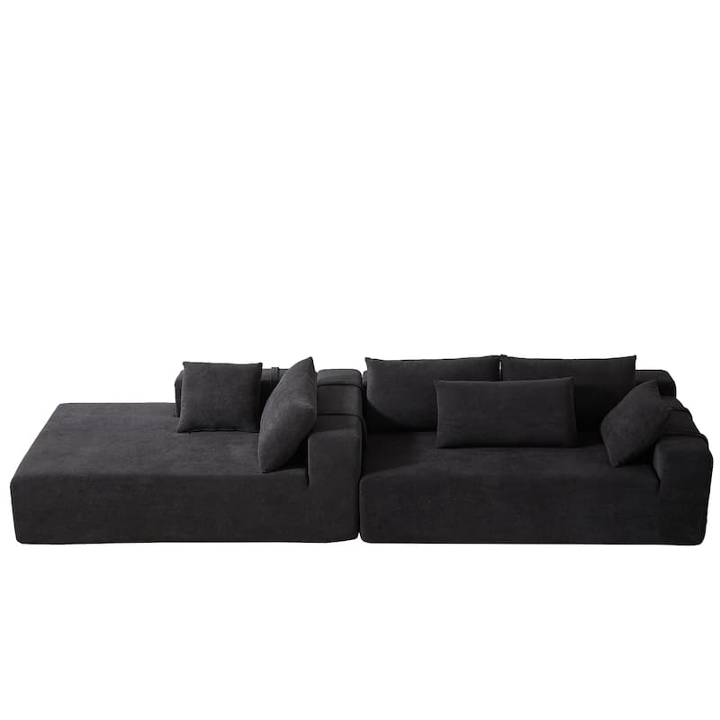108"Chenille Modular Sectional Sofa with 6 Pillows, L-Shaped Free Combination Design, and No Assembly Required