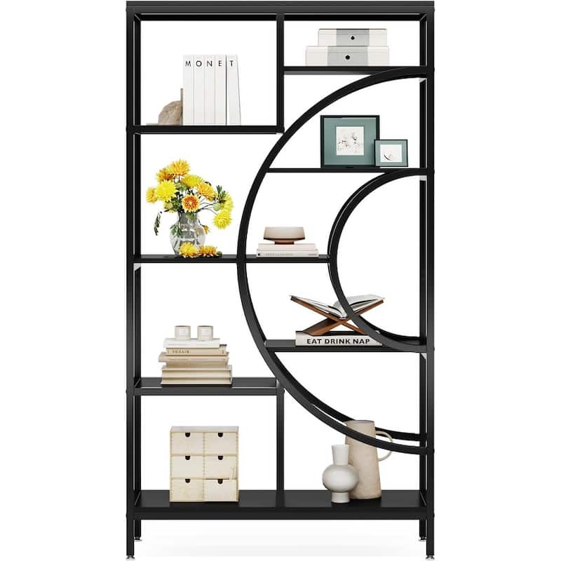 70.47 inches Geometric Bookcase, Industrial 8-Tiers Bookshelves