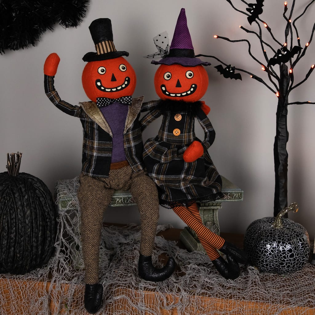 Jack-O-Lantern Couple Halloween Figures - 24" - Set of 2