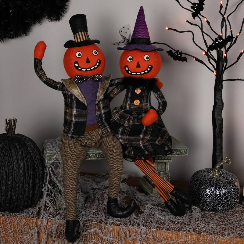 Jack-O-Lantern Couple Halloween Figures - 24" - Set of 2