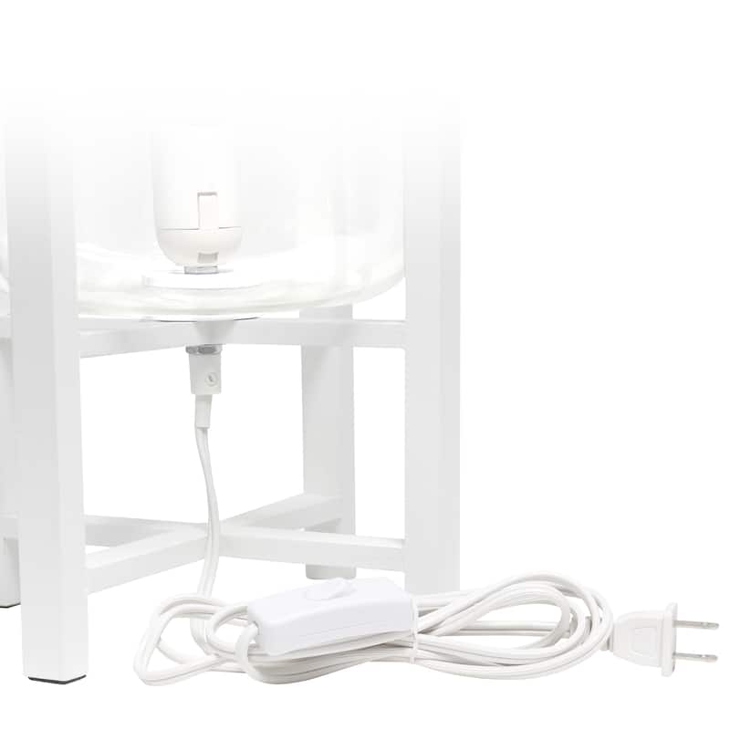 Glass Industrial Table Lamp with Wood Base and Cylinder Shade - 9 x 9 x 13.5 in. (L x W x H)