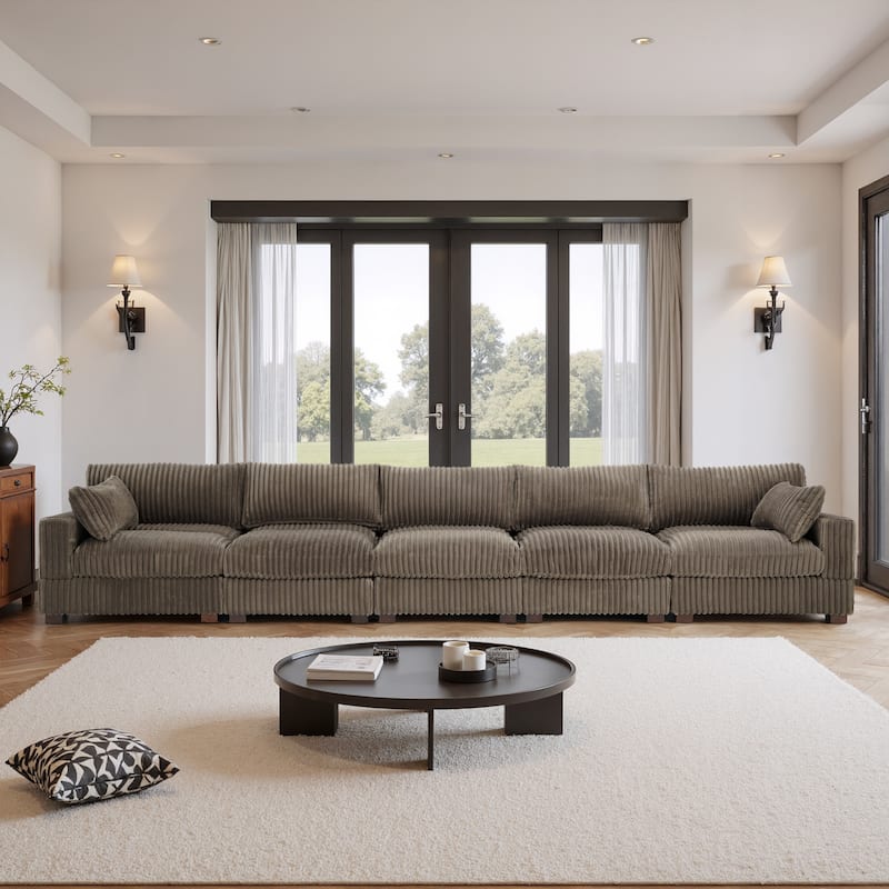 5-Piece Oversized Cotton Flannel Modular Sectional Sofa for Living Room