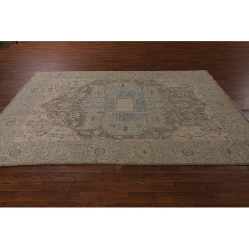 Vegetable Dye Grey Oushak Turkish Area Rug Hand-Knotted Wool Carpet - 6'0"x 8'9"