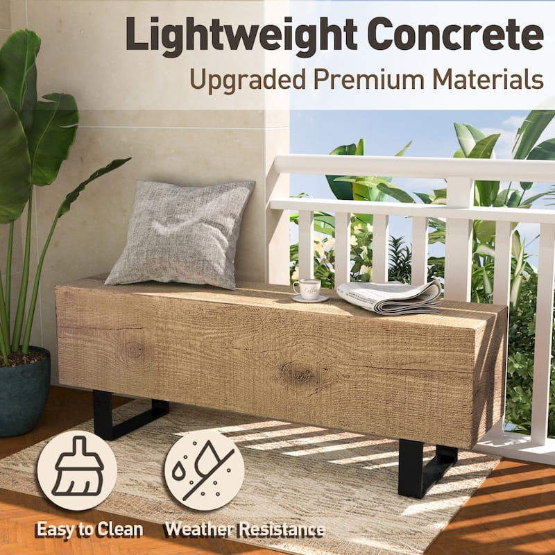SUNBURY Rectangular Faux Wood Outdoor Bench - 11.8''Dx48.4''Wx17.7''H