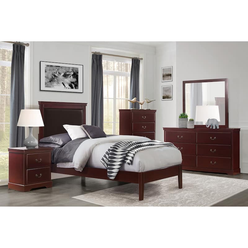 1pc Classic Traditional 2 Drawers Nightstand Bedroom Furniture Wooden Bedside Table Cabinet