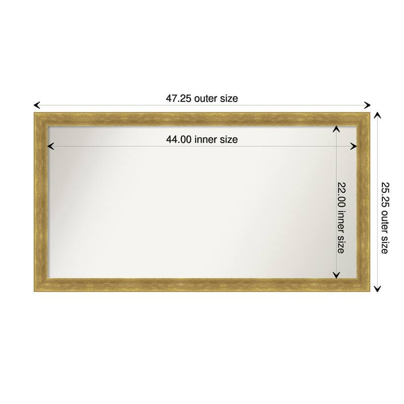 Angled Gold Framed Non-Beveled Custom Wall Mirror, Bathroom Vanity Mirror