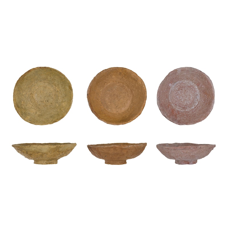 Paper Pulp Bowl Set - 8.3"L x 8.3"W x 2.8"H - Multi - 3 Piece - 8.3"L x 8.3"W x 2.8"H