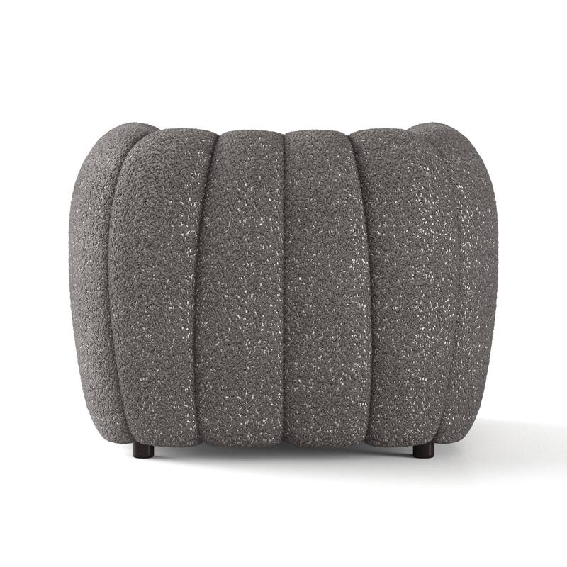 Furniture of America Lucinda Modern Vertical Channel Tufted Boucle Accent Chair with Wooden Legs