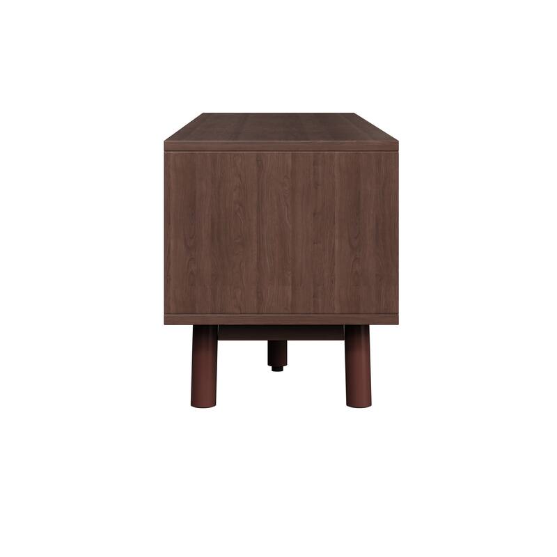 Dark Brown Wood TV Stand Media Storage Cabinets with Drawers