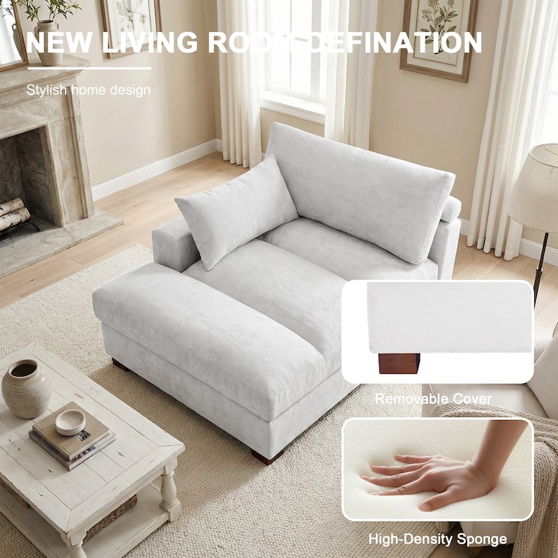 42"W Chenille Upholstered Chaise Lounge