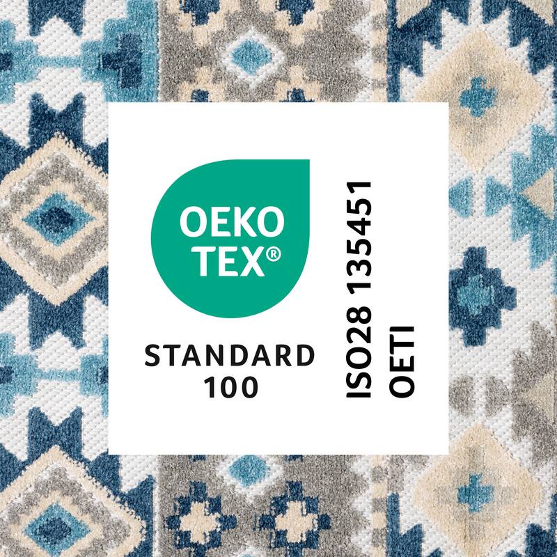 TOWN & COUNTRY EVERYDAY Dahlia Southwestern Stripe Indoor Outdoor Area Rug, UV Fade Resistant, High-Low Pile - Blue Multi - 7'10"x10'2"